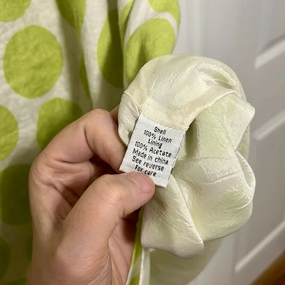 Talbots Vintage Stylish Green Polka Dot Linen Sun Dress Size 10 - Picture 6 of 9